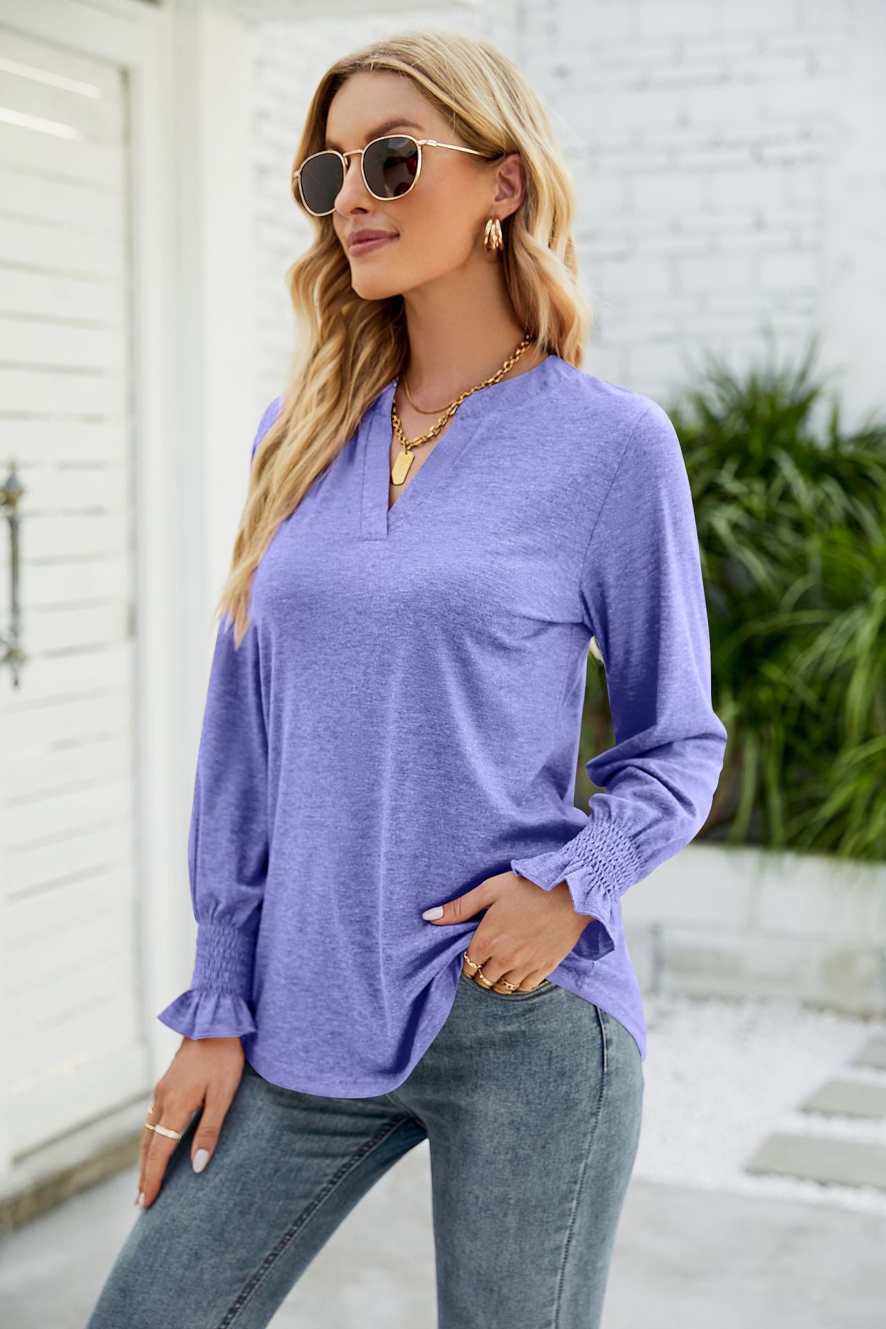 Ruffle Sleeve Loose T-shirt