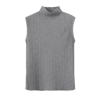 Knitted Turtleneck Sleeveless Shirt