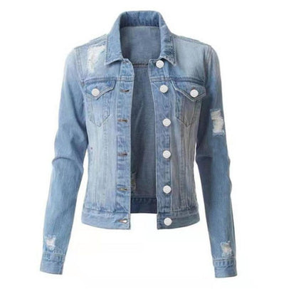 Slim-Fit Ripped Denim Jacket