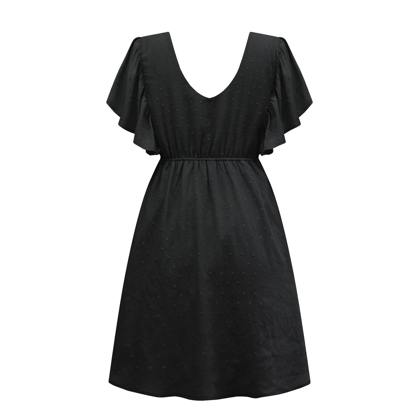 Lotus Leaf Sleeve V-neck Dress