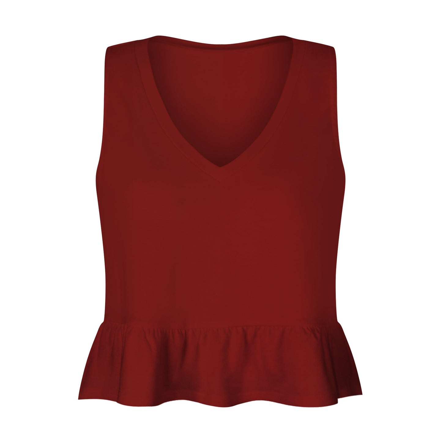 V-neck Ruffled Hem Sleeveless Top