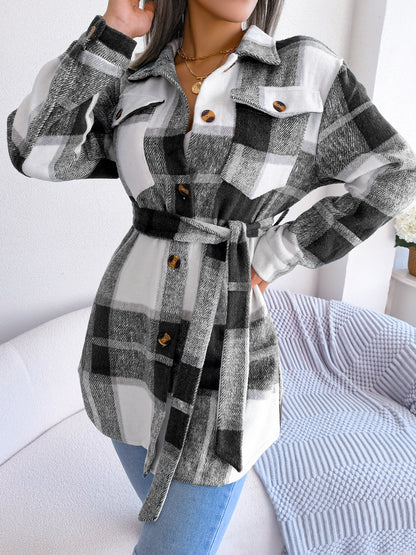 Plaid Belted Shacket