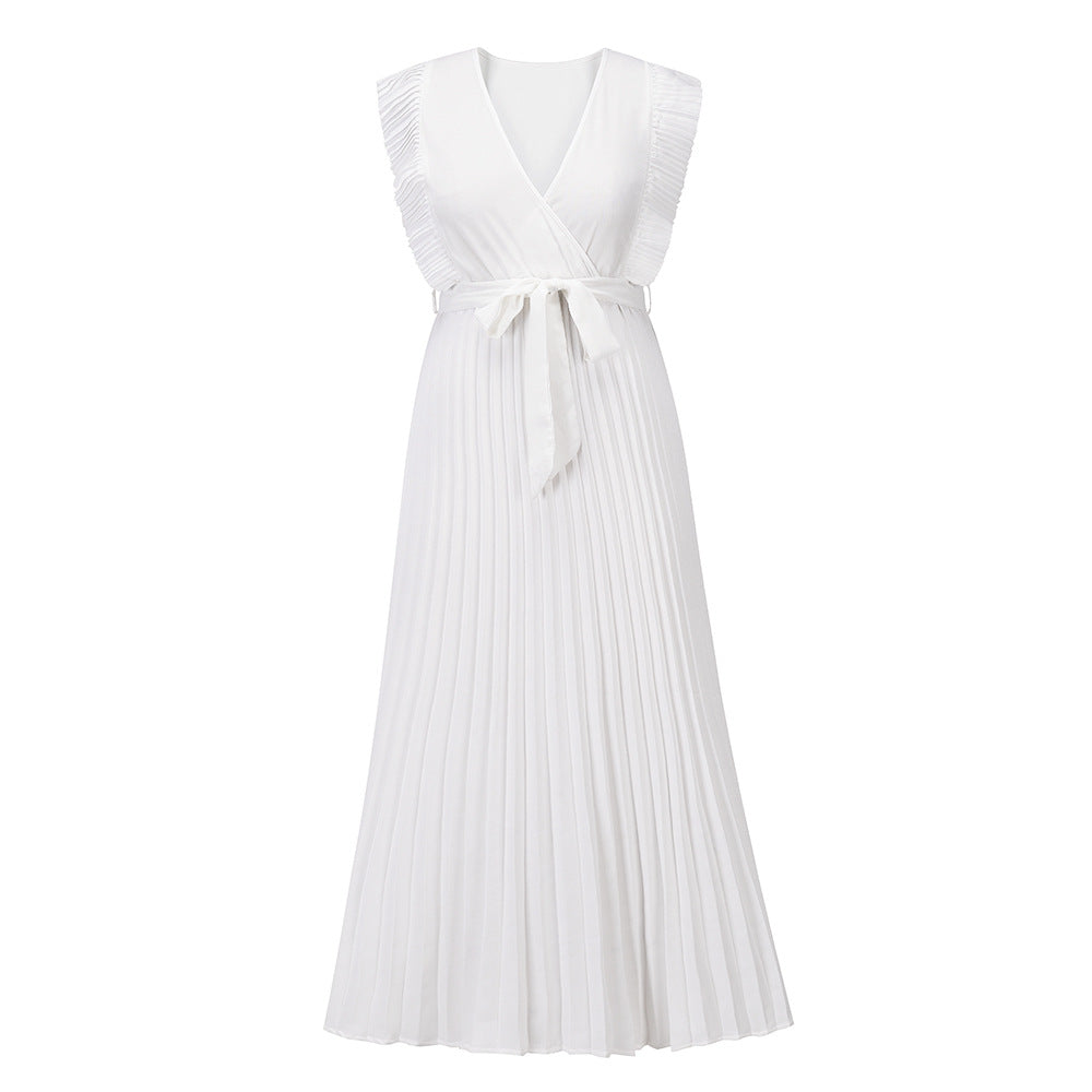 Ruffle Sleeve Pleated Dress