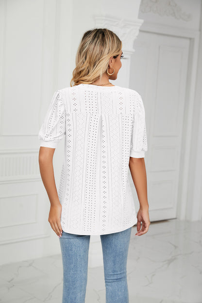 V-Neck Lantern Sleeve Shirt