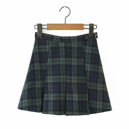 Pleated Plaid Skirt