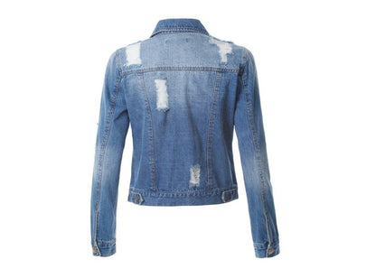 Slim-Fit Ripped Denim Jacket