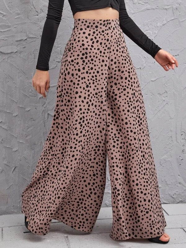 Polka Dot Wide-Leg Pants