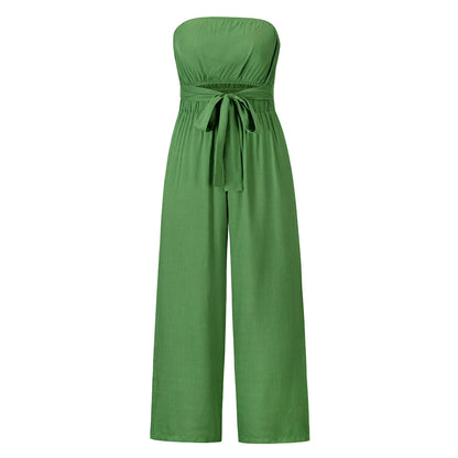 Strapless Waist Tie Jumpsuit