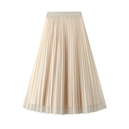 Pleated Elastic Waist Tulle Skirt