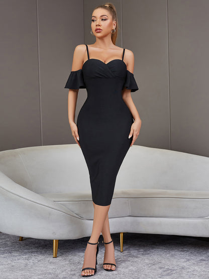 Off Shoulder Ruffled Cocktail Dress