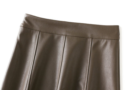 Faux Leather A- line Skirt