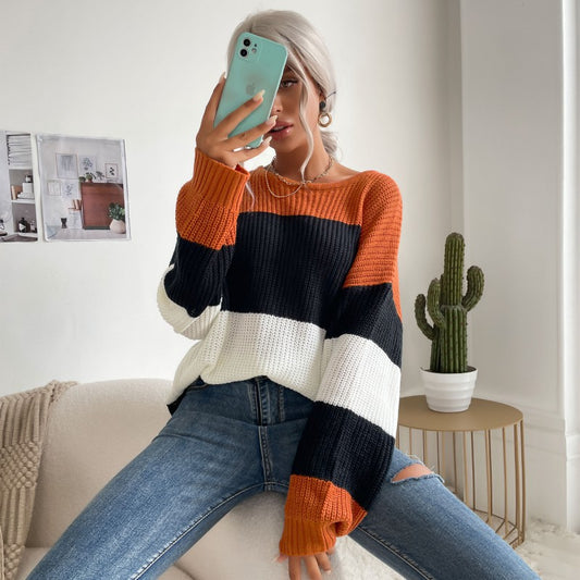 Round Neck Striped Sweater