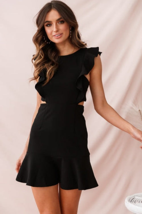 Sleeveless Ruffled Asymmetric Dress