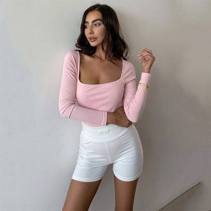 Long Sleeve Square Collar Bodysuit