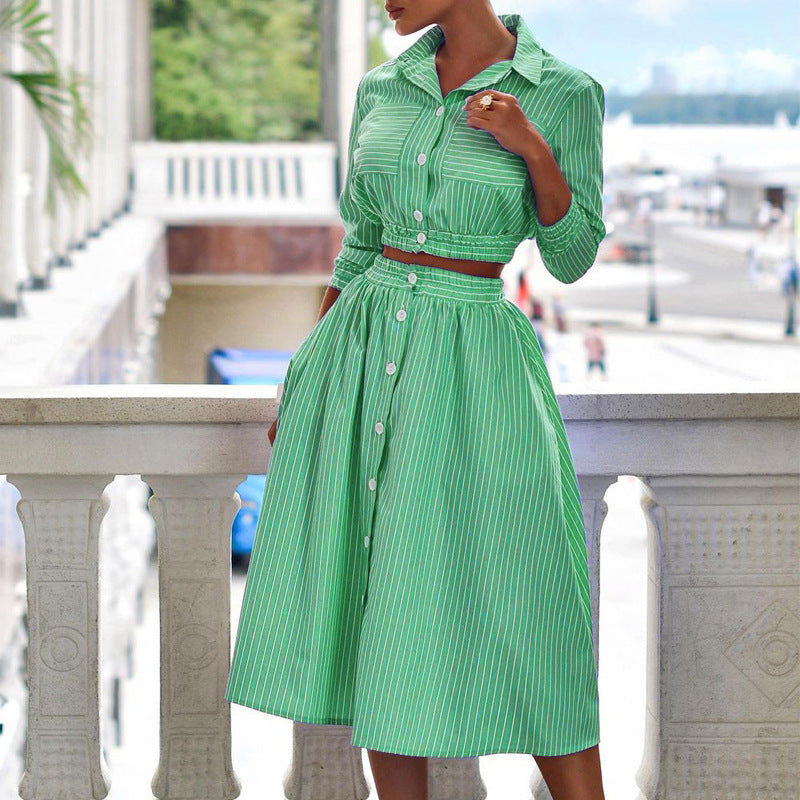 Long Sleeve Striped Shirt Dress