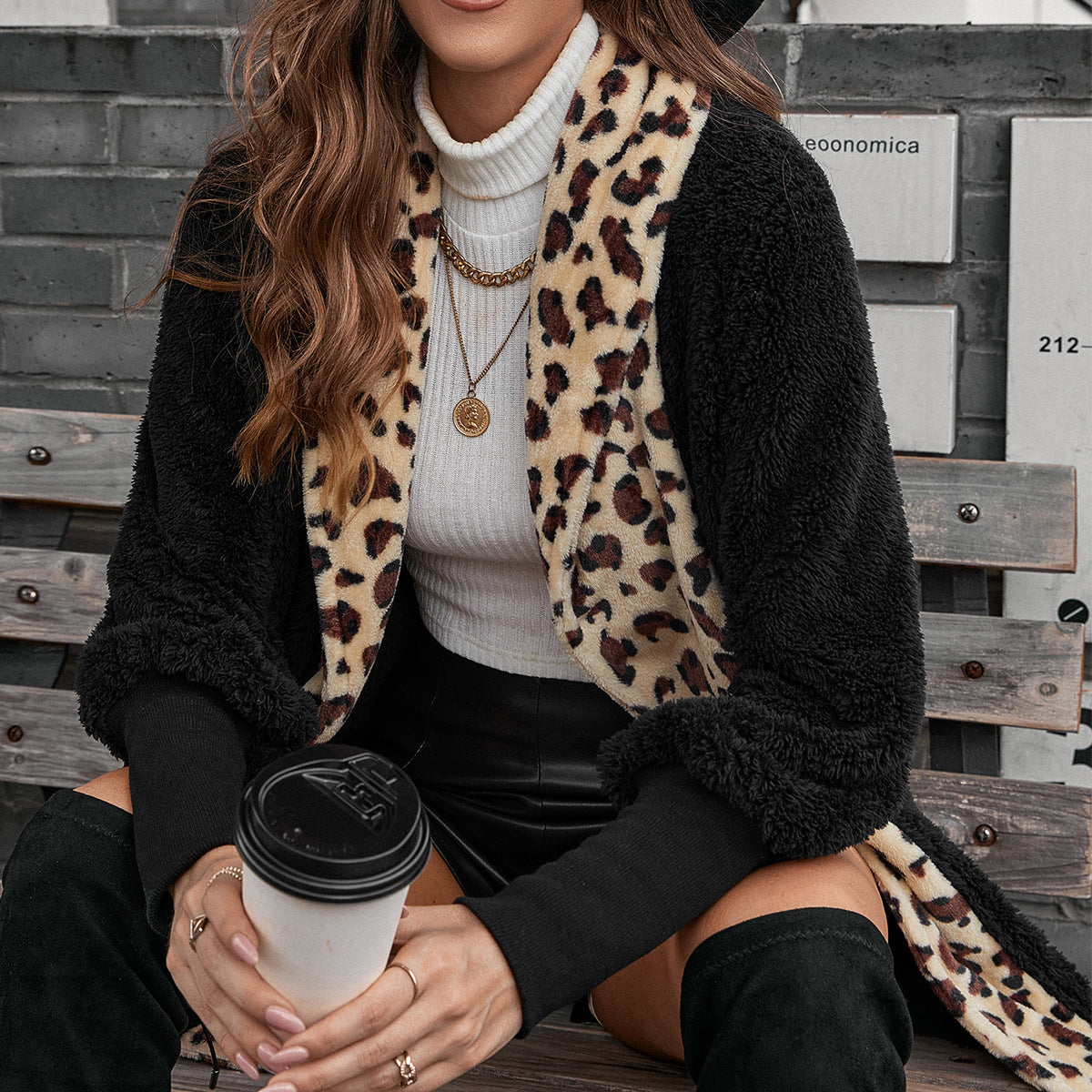 Mid Length Leopard Trim Coat