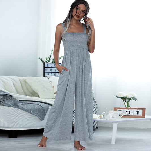 Smocking Wide Leg Jumpsuit