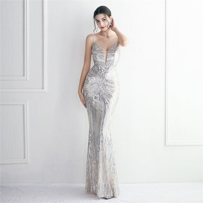 Sequin Deep Cut Gown