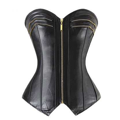 Zipper Faux Leather Corset