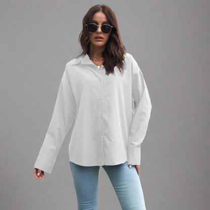 Cuffed Long Sleeve Loose Blouse