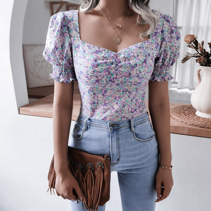 Lantern Sleeve Floral Blouse