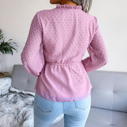 Lantern Long Sleeve Polka Dots Shirt