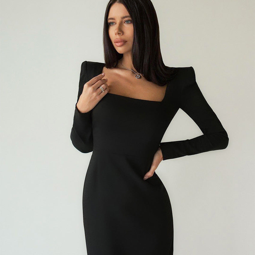 Square Collar Sheath Dress