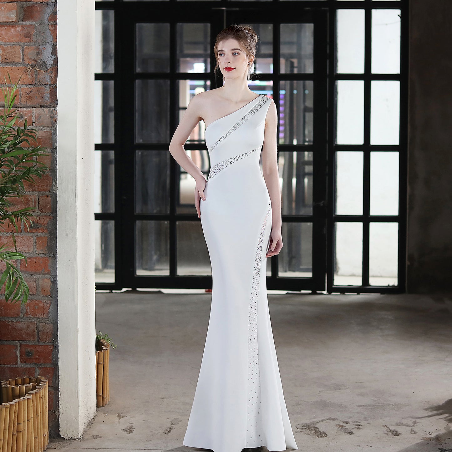 One Shoulder Trumpet Gown