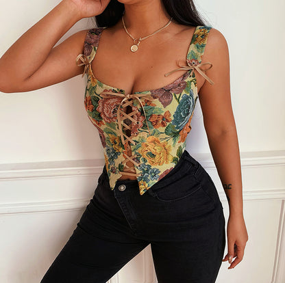 Retro Floral Embroidered Corset