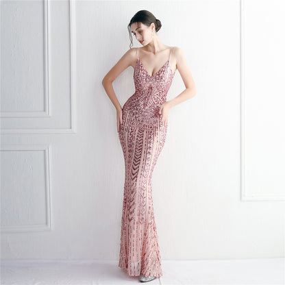 Sequin Spaghetti Strap Gown