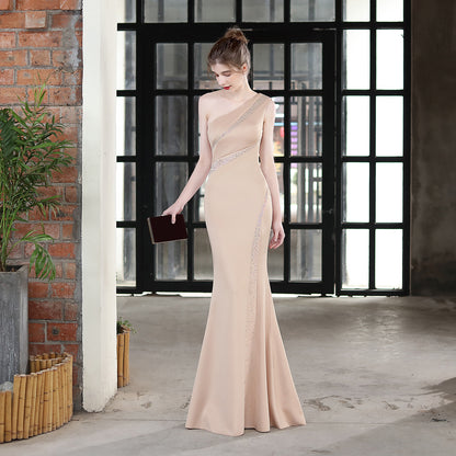 One Shoulder Trumpet Gown