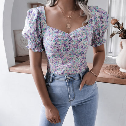 Lantern Sleeve Floral Blouse