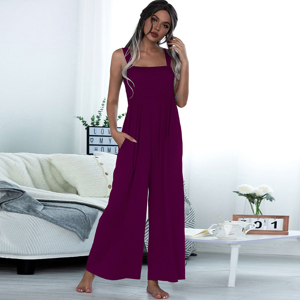 Smocking Wide Leg Jumpsuit