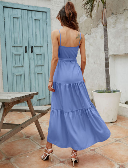 Waist Tie tiered Maxi Sundress