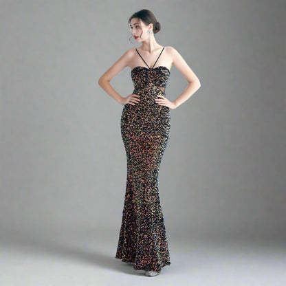 Cutout Sequin Gown