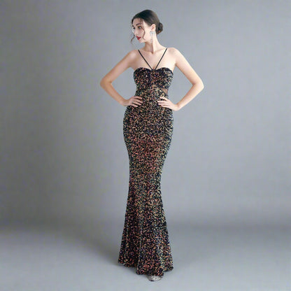 Cutout Sequin Gown