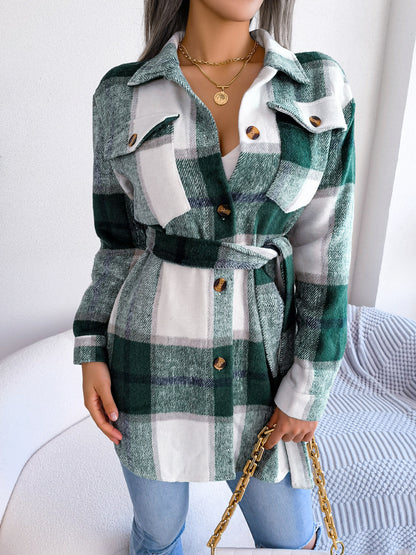 Plaid Belted Shacket