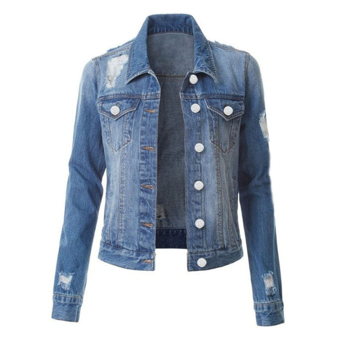 Slim-Fit Ripped Denim Jacket