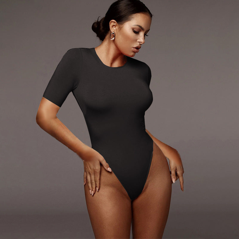 Half-Sleeve Round Neck Bodysuit