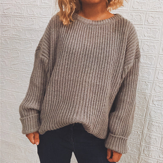 Loose Round Neck Long Sleeve Knit Sweater