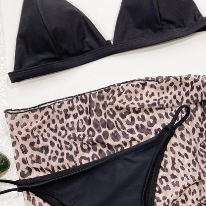 Triangle Leopard Print Three-Piece Set