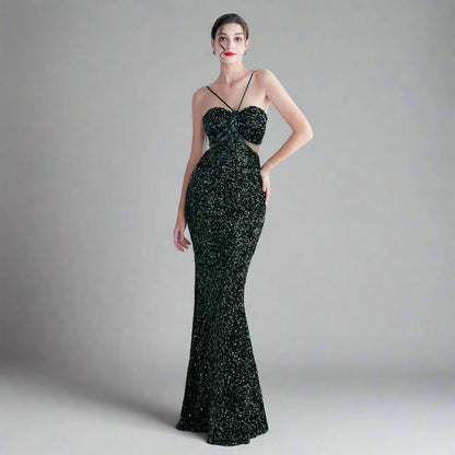 Cutout Sequin Gown