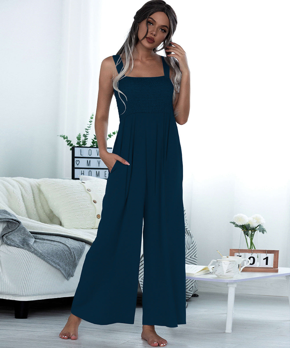 Smocking Wide Leg Jumpsuit