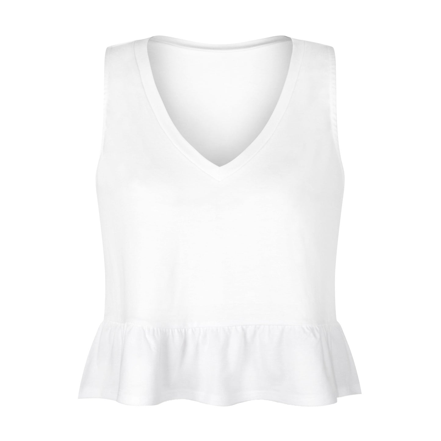 V-neck Ruffled Hem Sleeveless Top