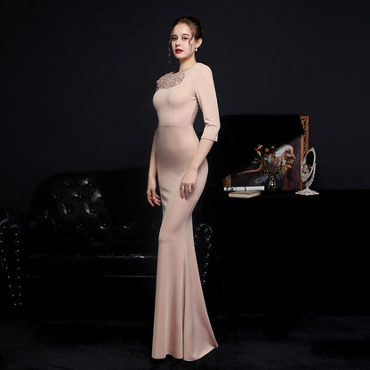 One Sleeve Illusion Gown