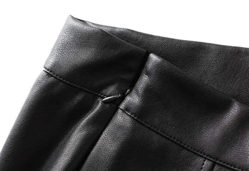 Faux Leather A- line Skirt