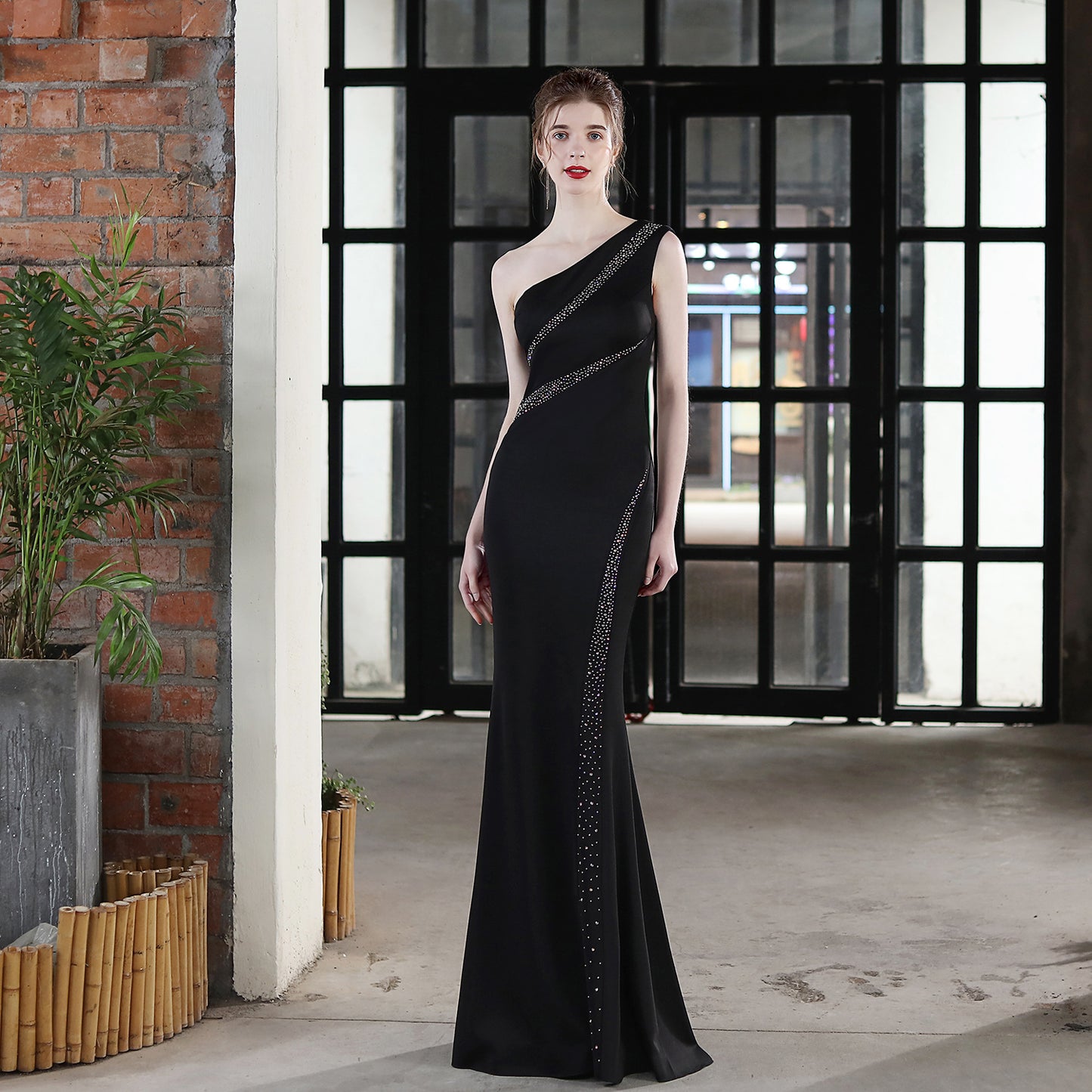 One Shoulder Trumpet Gown