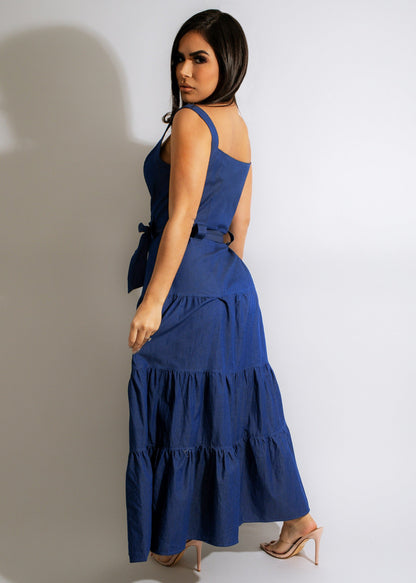 Denim Wide Hem Maxi Dress