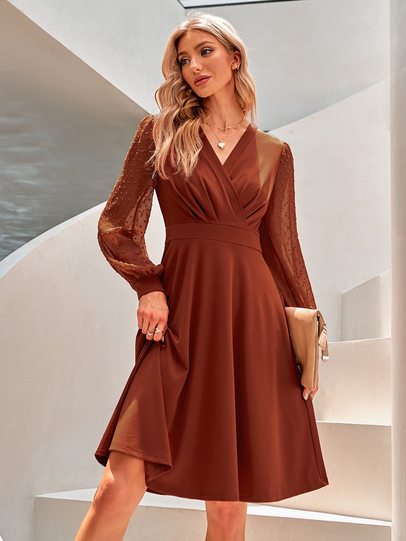 Long Sleeve Wrap Top Dress