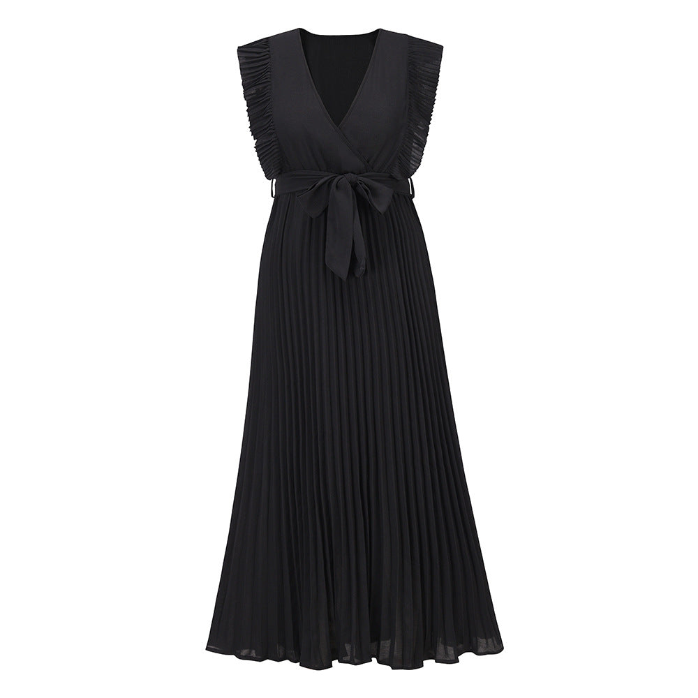 Ruffle Sleeve Pleated Dress